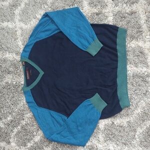 Perry Ellis Premium XL color block v neck sweater cashmere blend long sleeve